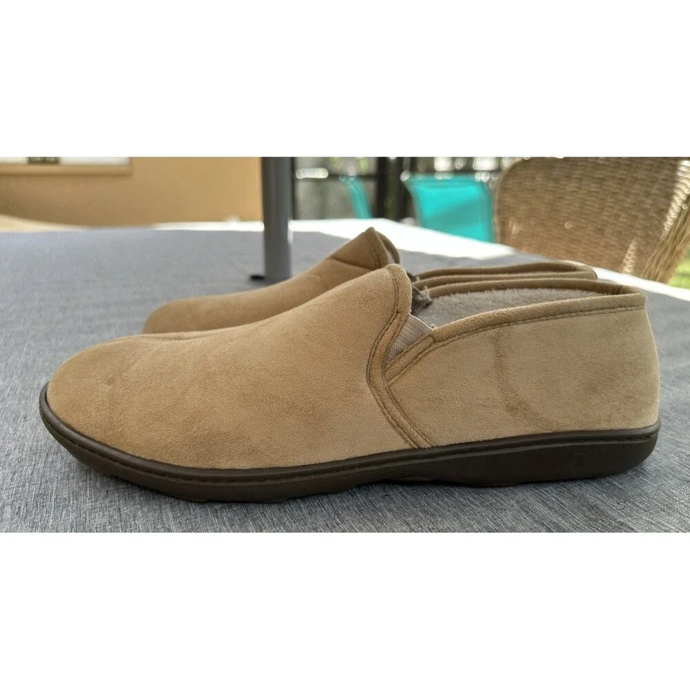 New Dr Scholl's Calistoga Brown Men's Size 13 Fleece lined Slippers Hard Soles